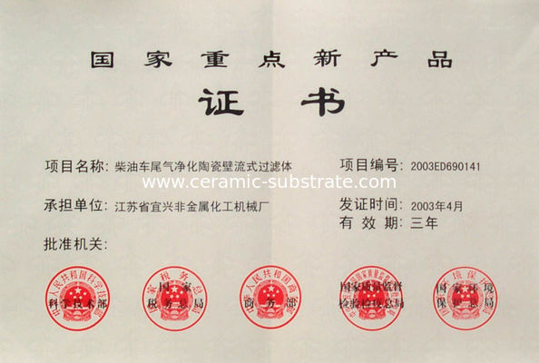 Китай Jiangsu Province Yixing Nonmetallic Chemical Machinery Factory Co.,Ltd Сертификаты